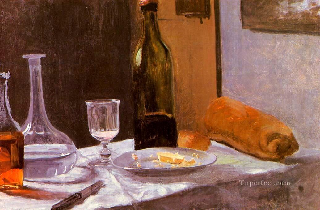 Still Life with Bottle Carafe Bread and Wine Claude Monet Oil Paintings